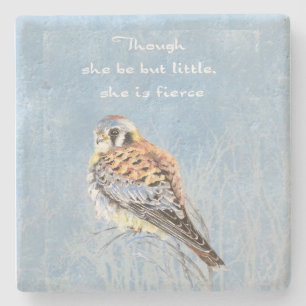 Kleiner aber fierce Shakespeare Zitat Kestrel Bird Steinuntersetzer