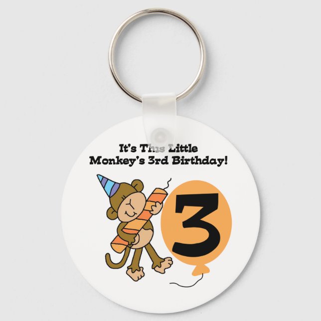 Kleiner Affe 3. Geburtstag - Hemden und Geschenke Schlüsselanhänger (Vorderseite)
