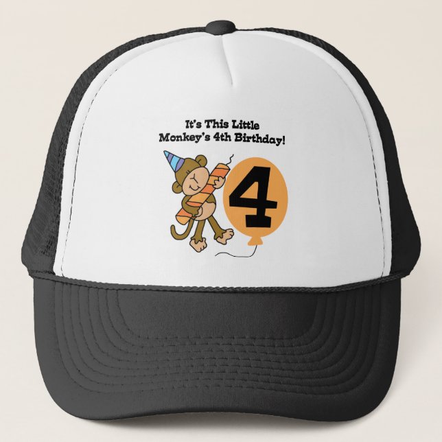 Kleiner Affe 4. Geburtstag Tshirts und Geschenke Truckerkappe (Vorderseite)