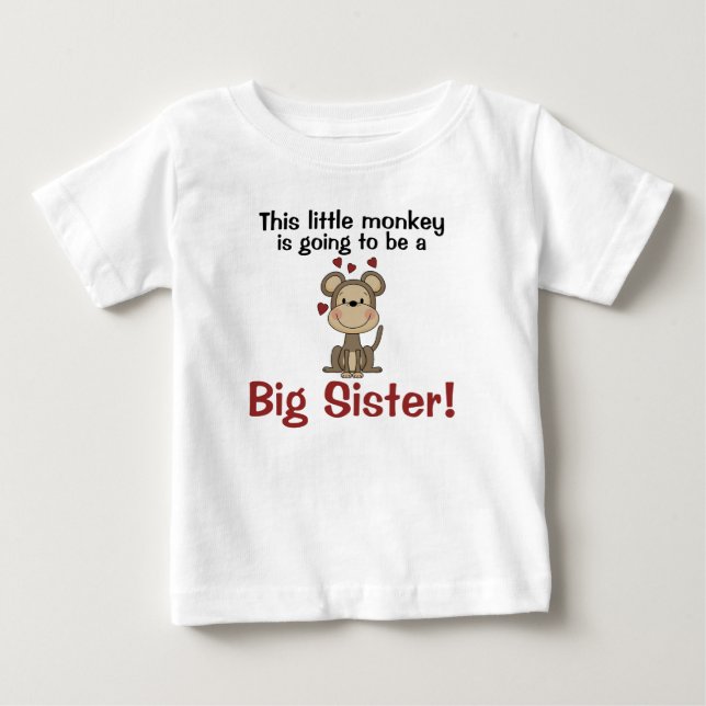 Kleiner Affe hört Big Sister Baby T-shirt (Vorderseite)