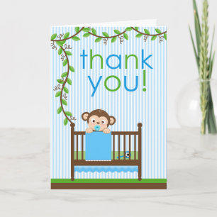 Kleiner Affe in einem Crib Boy Danke-Card Dankeskarte