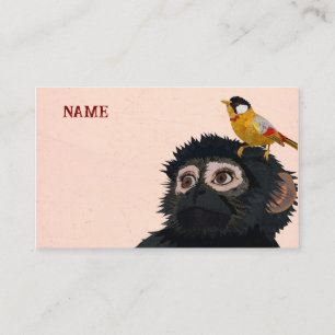 KLEINER AFFE UND GOLDENER VOGEL GESCHÄFTSKARTE VISITENKARTE