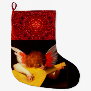 KLEINER ANGEL SPIELLER LUTE-Musik-Making-Cherub Großer Weihnachtsstrumpf