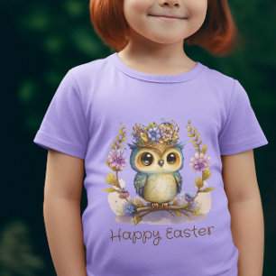 Kleiner Aqua- und Gold-Owl Frohe Ostern T-Shirt
