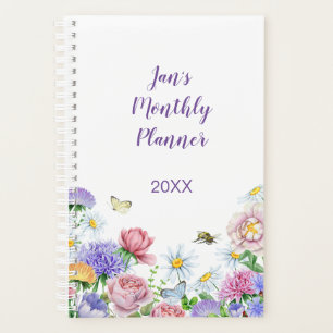 Kleiner Aquarellgarten Blume Butterfly Hummel Planer