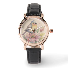 Kleiner Aquarellvogel in einer Uhr! Armbanduhr