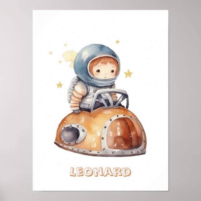 Kleiner Astronautenwagen anpassbar Poster (Vorne)