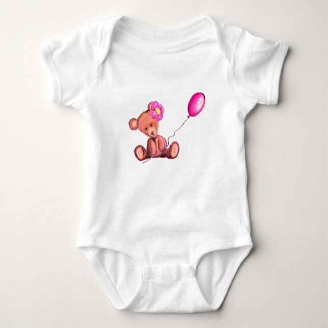Kleiner Baby Bear mit Balloon Baby Bodysuit Baby Strampler (Vorderseite)