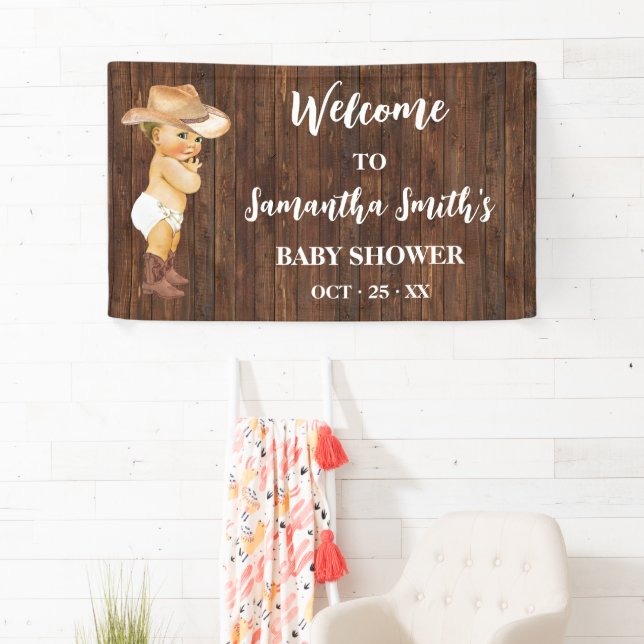 Kleiner Baby Cowboy Western Begrüßungsdusche Banner (Insitu)