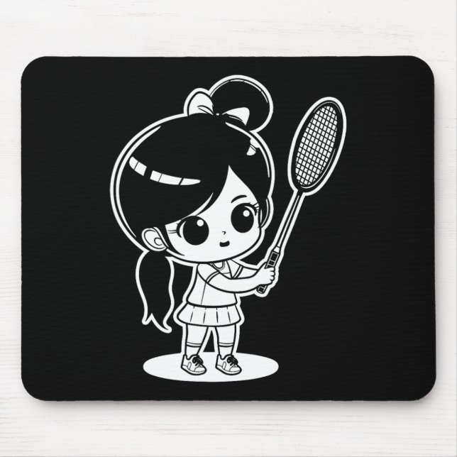 Kleiner Badmintonist Cartoon Shuttle Mousepad (Vorne)