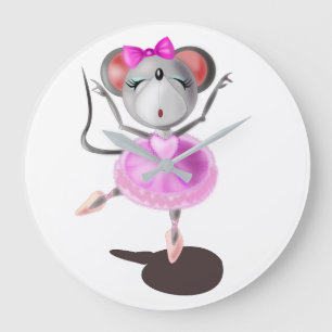 Kleiner Ballerina Maus Balletttänzer - Ihre Farbe Große Wanduhr