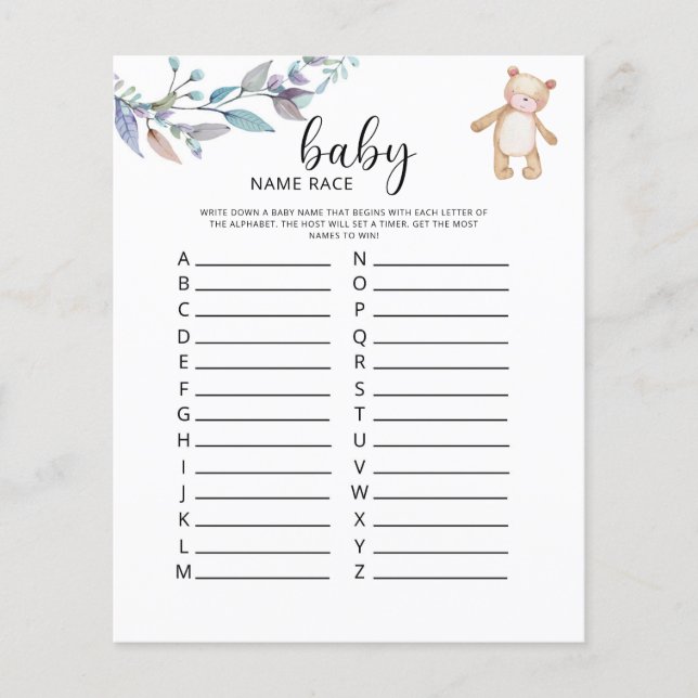 Kleiner Bär Baby Name Rennen (Vorderseite)