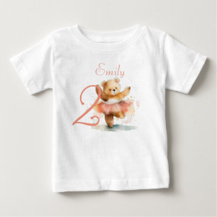 Kleiner Bär Ballerina Aquarellfarbe Rosa Geburtsta Baby T-shirt