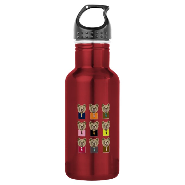 Kleiner Bär mit Krawatte Edelstahlflasche (Vorderseite)