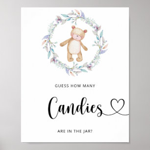 Kleiner Bär rate mal wie viele Süßigkeiten Poster
