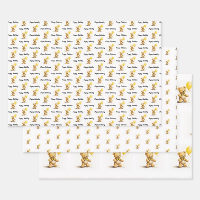 Kleiner Bär, Teddybär, Geburtstag, Babydusche, Geschenkpapier Set (Set)