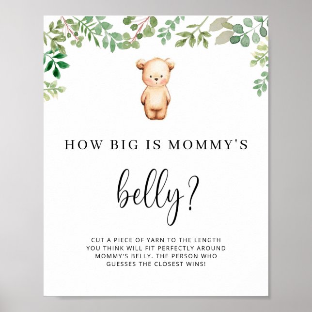 kleiner Bär, wie groß das Bauchspiel der Mama ist Poster (Vorne)