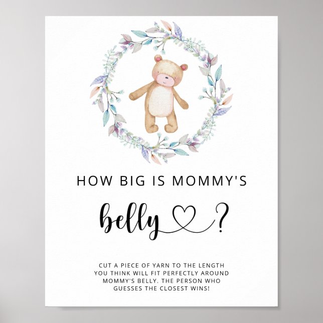 kleiner Bär, wie groß das Bauchspiel der Mama ist Poster (Vorne)