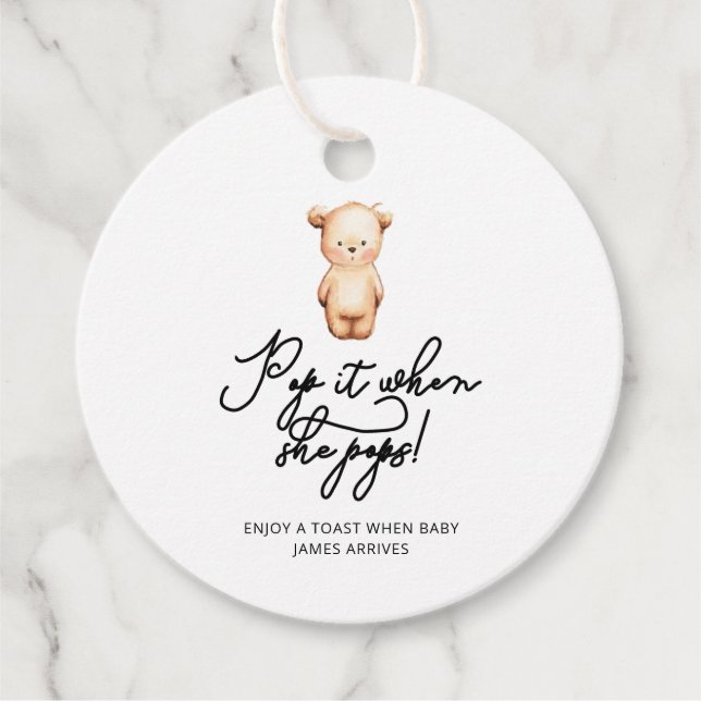 Kleiner Bären Pop, wenn sie Pop Baby Dusche Geschenkanhänger (Vorderseite)