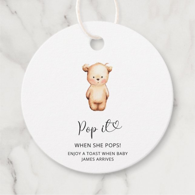 Kleiner Bären Pop, wenn sie Pop Baby Dusche Geschenkanhänger (Vorderseite)