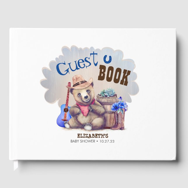 Kleiner Bärenjunge Niedliche Babydusche Gästebuch (Vorderseite)