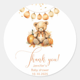 Kleiner Bärenkürbis Herbst Babydusche Danke Runder Aufkleber