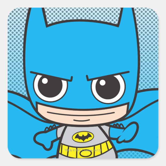 Kleiner Batman läuft Quadratischer Aufkleber (Vorderseite)