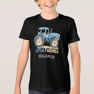 Kleiner Bauer Vintag Blue Traktor Kinderfarm Tri-Blend Shirt