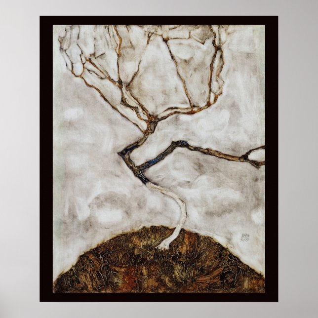 Kleiner Baum im Spätherbst von Egon Schiele Poster (Vorne)