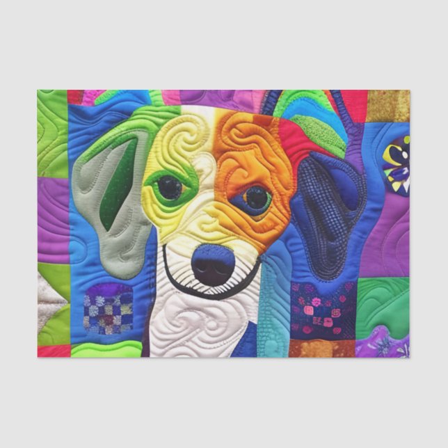 Kleiner Beagle-Welpe-Quilt wie Design Seidenpapier (Vorderseite)