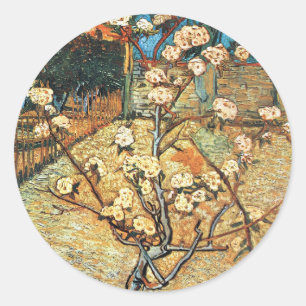 Kleiner Birnbaum in Bloom von Vincent van Gogh Runder Aufkleber