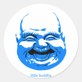 kleiner blauer lachender Buddha Runder Aufkleber