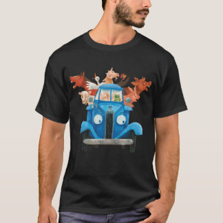 Kleiner blauer LKW mit Landtieren Klassische Illus T-Shirt