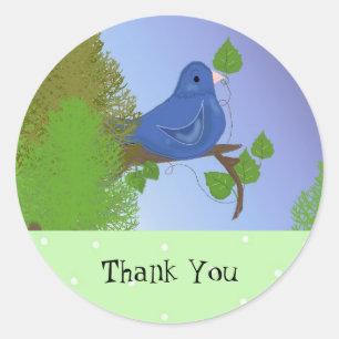 Kleiner blauer Vogel Danke Runder Aufkleber