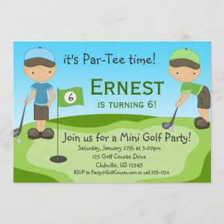 Kleiner Blonde Boy Golfers, Golf Geburtstagsparty Einladung