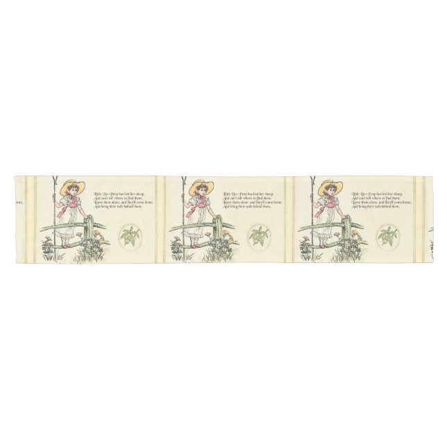 Kleiner Bo-Peep: Klassisches Kate Greenaway-Kinder Kurzer Tischläufer (Horizontal)