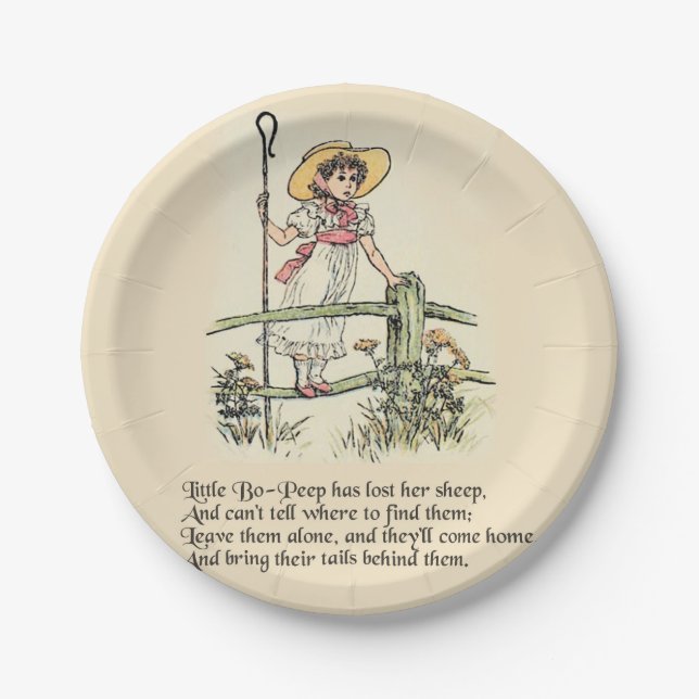 Kleiner Bo-Peep: Klassisches Kate Greenaway-Kinder Pappteller (Vorderseite)