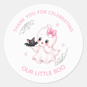 Kleiner Boo-Geist Rosa Halloween-Baby-Party Runder Aufkleber