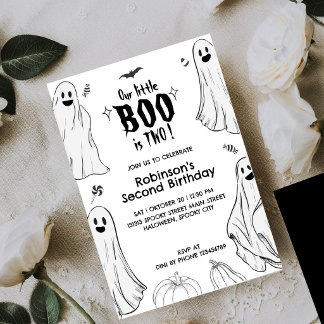 Kleiner Boo ist zwei Halloween 2. Geburtstag Einladung