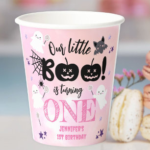 Kleiner Boo! Niedliches Halloween 1. Geburtstag Pappbecher