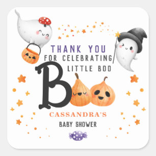 Kleiner Boo Süße Halloween-Baby-Party Dankeschön Quadratischer Aufkleber