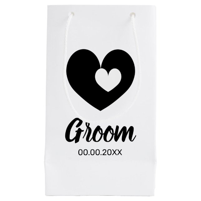Kleiner Bräutigam Hochzeitsgeschenk Tasche mit Dop Kleine Geschenktüte (Vorderseite)