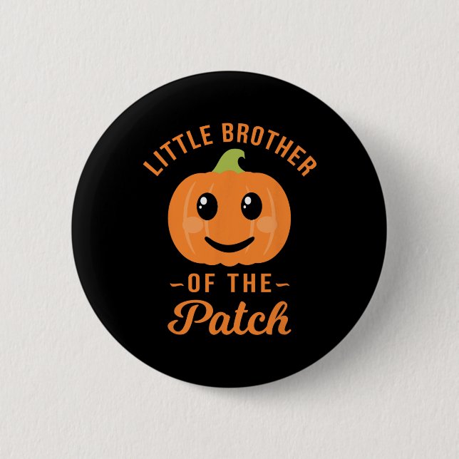 Kleiner Bruder des Patchkürbiskatzens Halloween Button (Vorderseite)