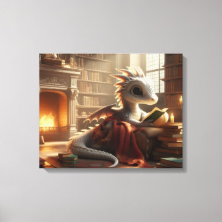 Kleiner Bücherwurm-Drache Leinwanddruck