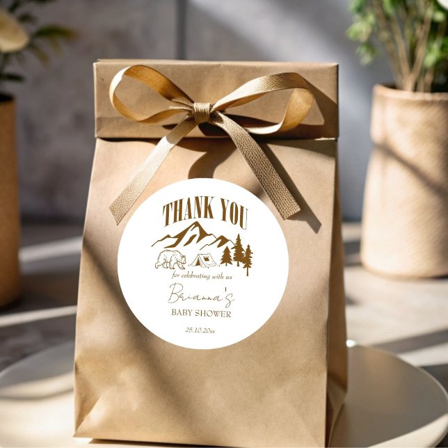 Kleiner Camper Boho Babydusche personalisierter Ge Runder Aufkleber (Little camper boho baby shower personalized favor sticker thank you stickers baby shower favors)