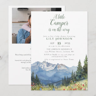 Kleiner Camper Mountain Baby Shower Foto QR Code Einladung