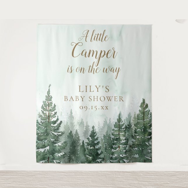 Kleiner Camper Pine Forest Baby Dusche Foto Prop Wandteppich (Vorderseite)