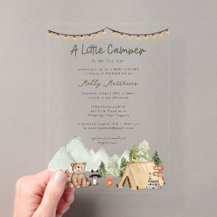 Kleiner Camper Woodland Rustikale Babyparty Acryleinladungen