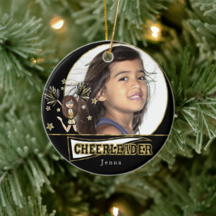 Kleiner Cheerleader 📣- DIY Foto - Schwarz und G Keramik Ornament
