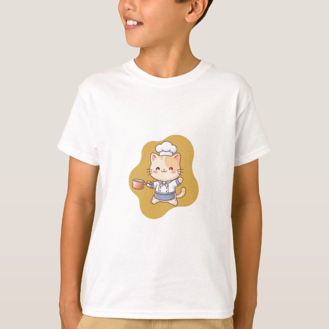 Kleiner Chef-Kätzchen-Koch-Kinder T-Shirt (Vorderseite)